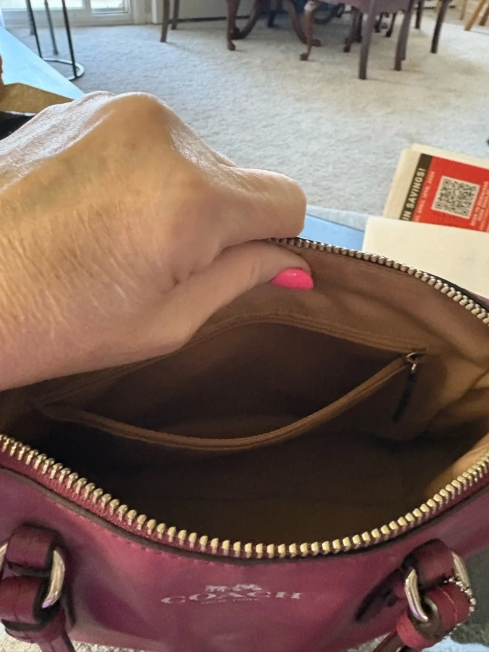 Coach Wine Leather Satchel with Top Handles - Picture 6 of 7